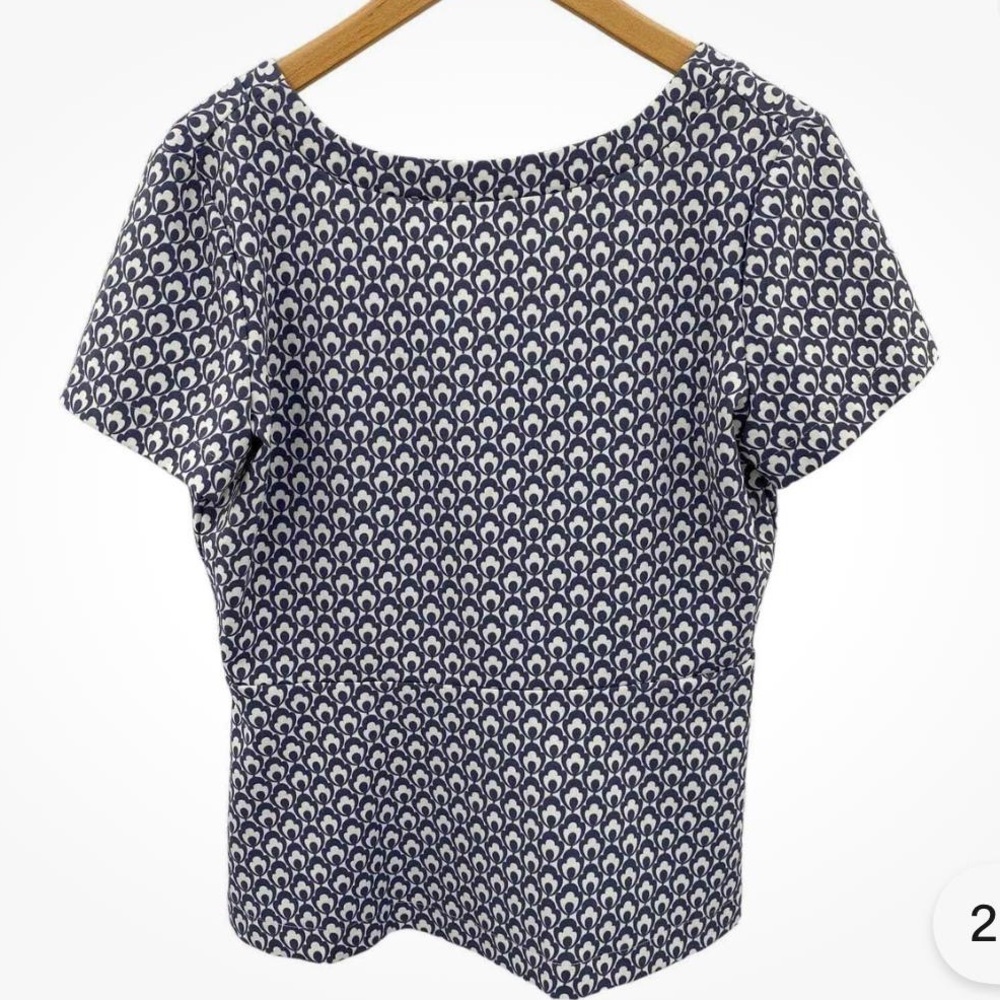 Ann Taylor Women's Blue and White Peplum Top
